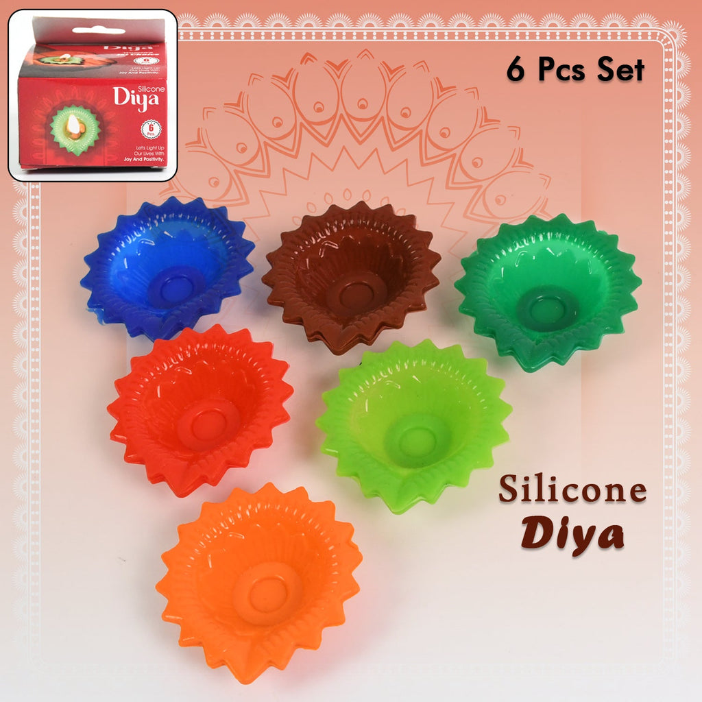Reusable Silicone Diya Set of 6 – Colourful Diwali Lamps