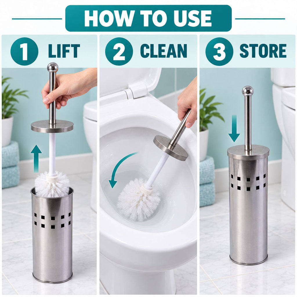 Stainless Steel Toilet Brush with Covered Holder