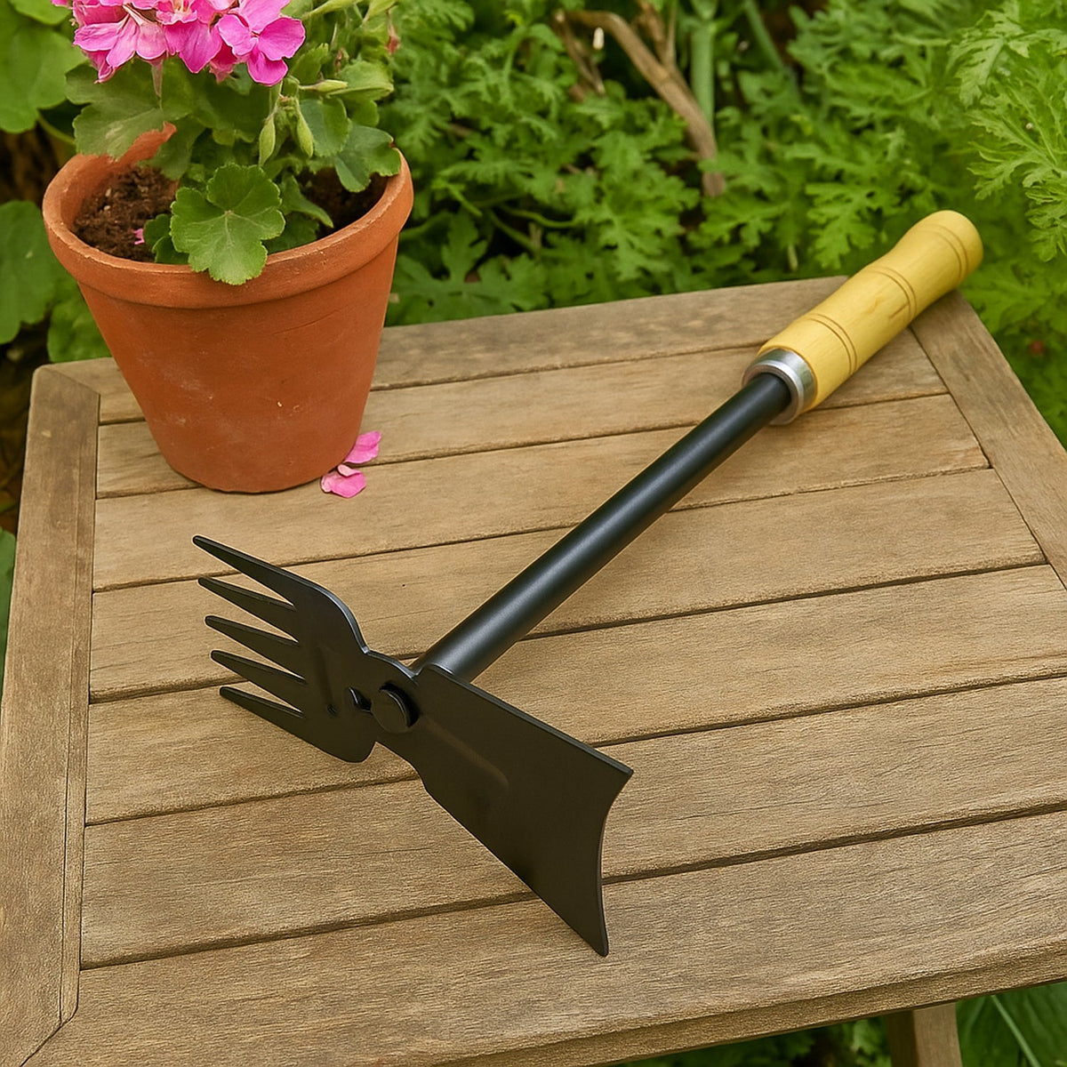 5-in-1 Garden Hand Tool Set – Rust-Resistant with Wooden Handles