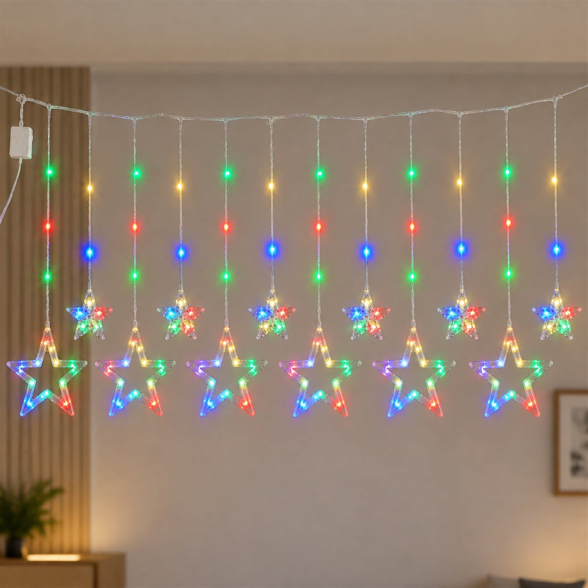 Multicolour Star LED Curtain Lights – Diwali & Party Decor