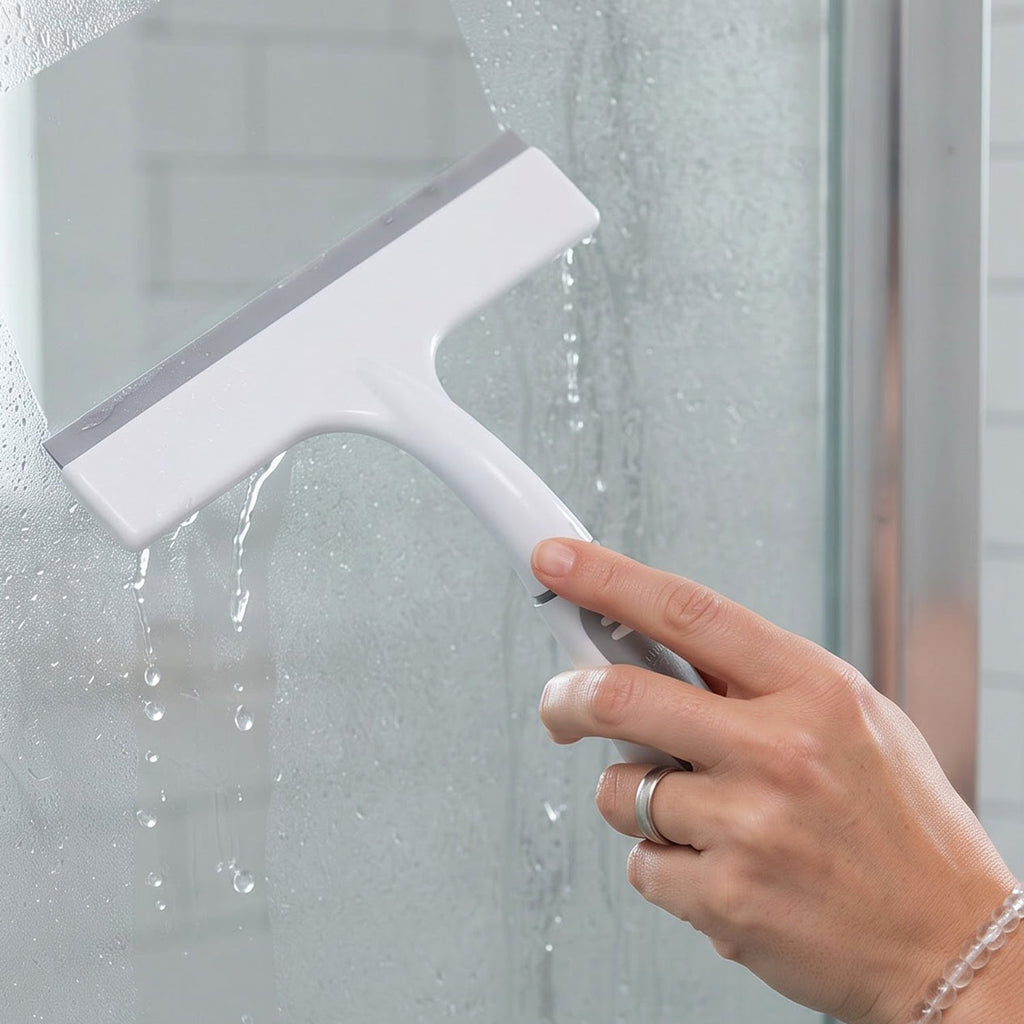 Glass & Mirror Squeegee Wiper with Holder for Bathroom