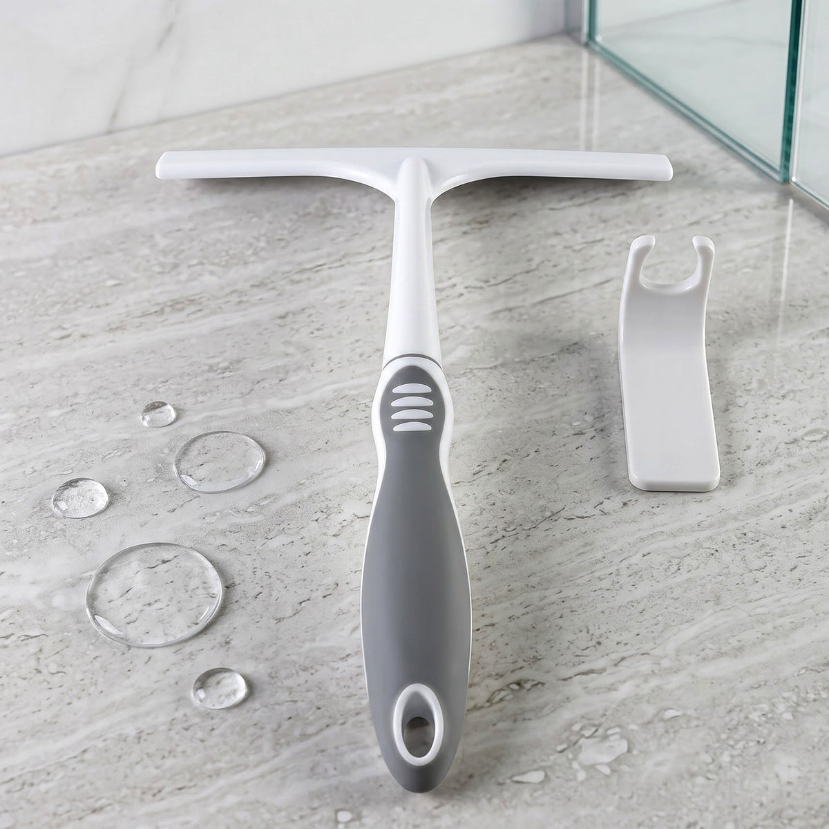 Glass & Mirror Squeegee Wiper with Holder for Bathroom