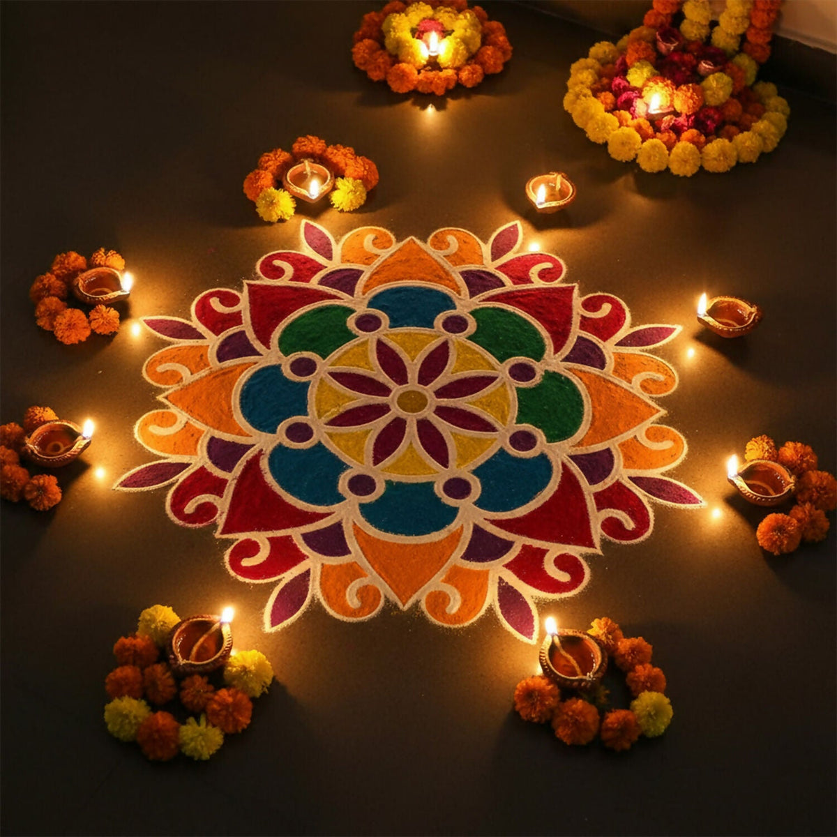 Mandala Flower Rangoli Stencil – Reusable MDF Design