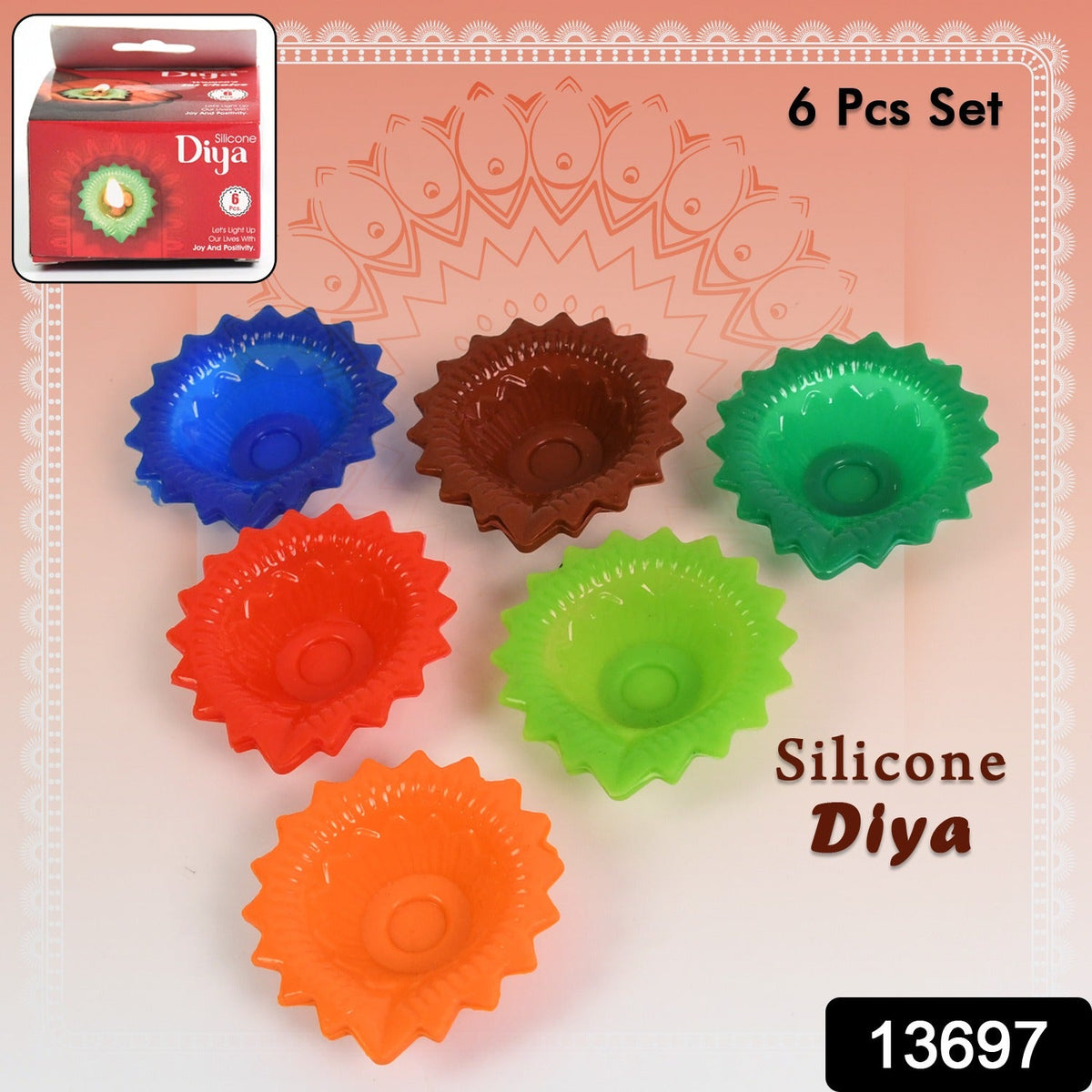 Reusable Silicone Diya Set of 6 – Colourful Diwali Lamps