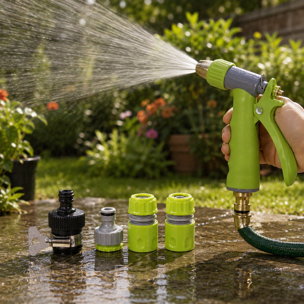 High-Pressure Garden Hose Spray Nozzle – Zinc Alloy, 3 Spray Modes