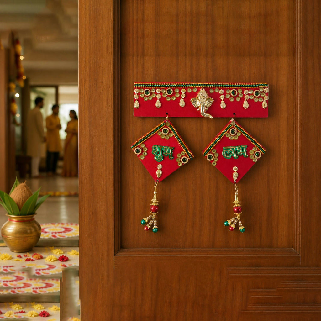 Shubh Labh Ganesha Door Hanging – Beads & Bells Toran