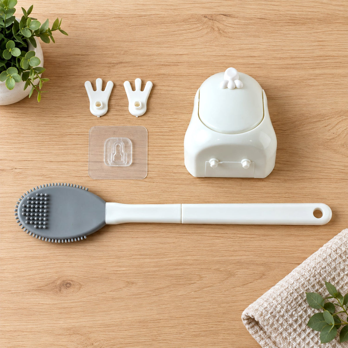 Silicone Toilet Brush with Wall-Mounted Holder