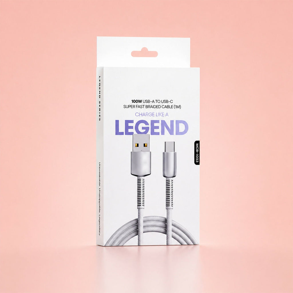 100W Fast Charging Type-C Cable – 1m Braided, Tangle-Free