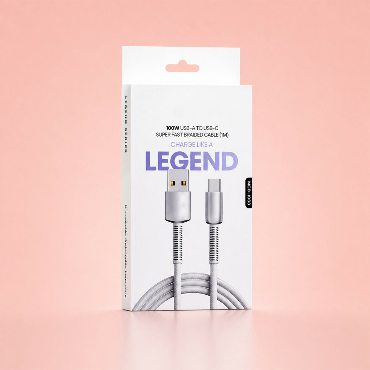 100W Fast Charging Type-C Cable – 1m Braided, Tangle-Free