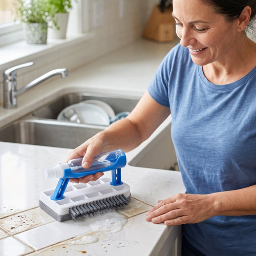 3-in-1 Scrub Brush with Soap Dispenser & Sponge