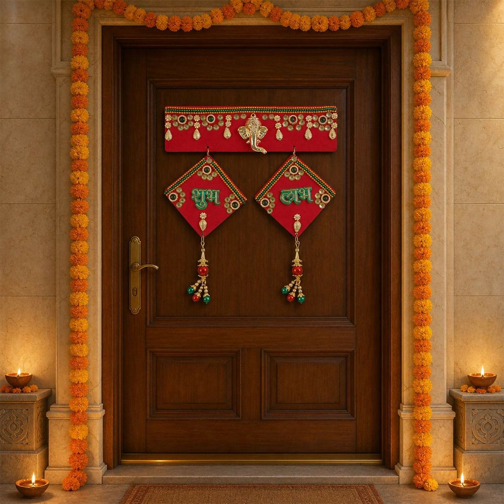 Shubh Labh Ganesha Door Hanging – Beads & Bells Toran