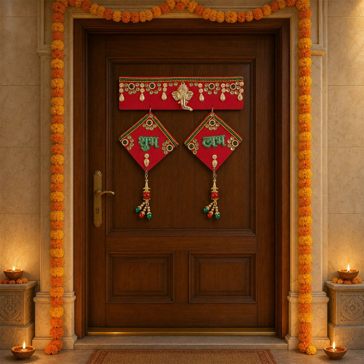 Shubh Labh Ganesha Door Hanging – Beads & Bells Toran