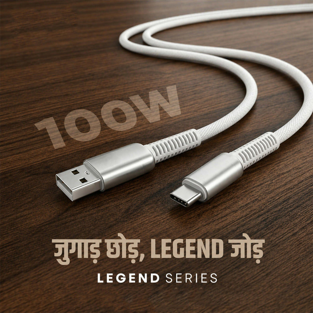 100W Fast Charging Type-C Cable – 1m Braided, Tangle-Free
