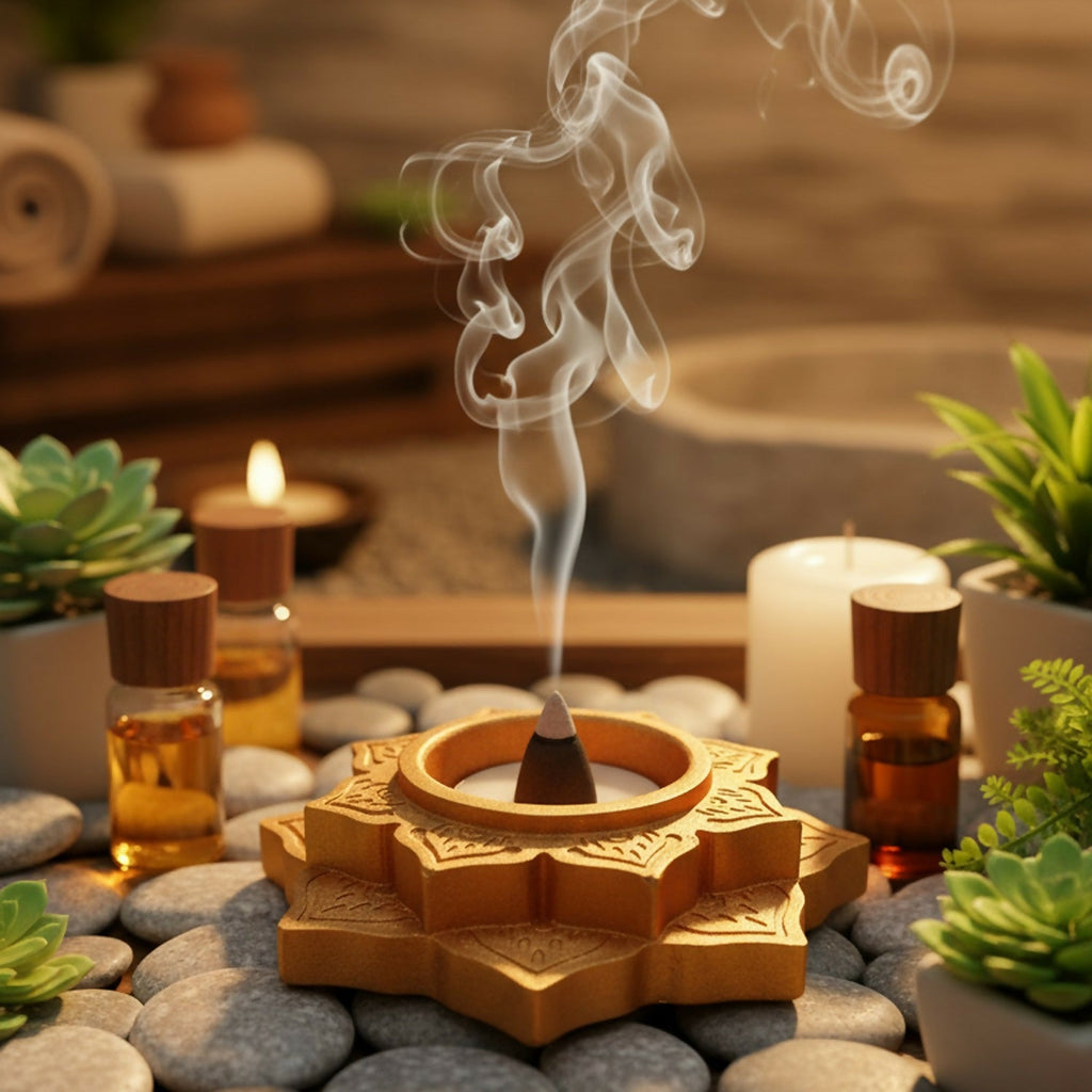 Lotus Shape Decorative Diya – Candle Holder & Dhoop Stand