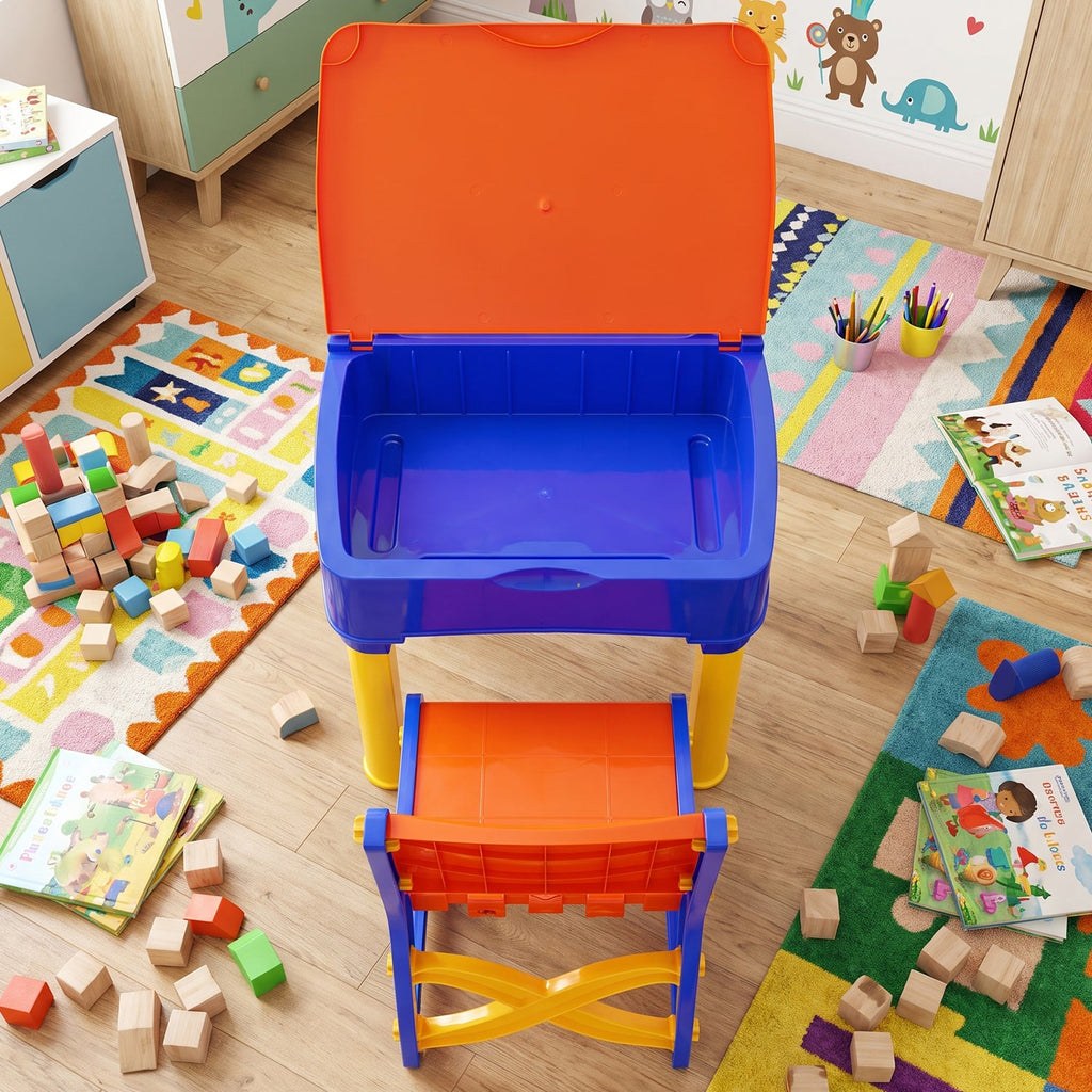 Kids Study Table & Chair Set with Learning Board