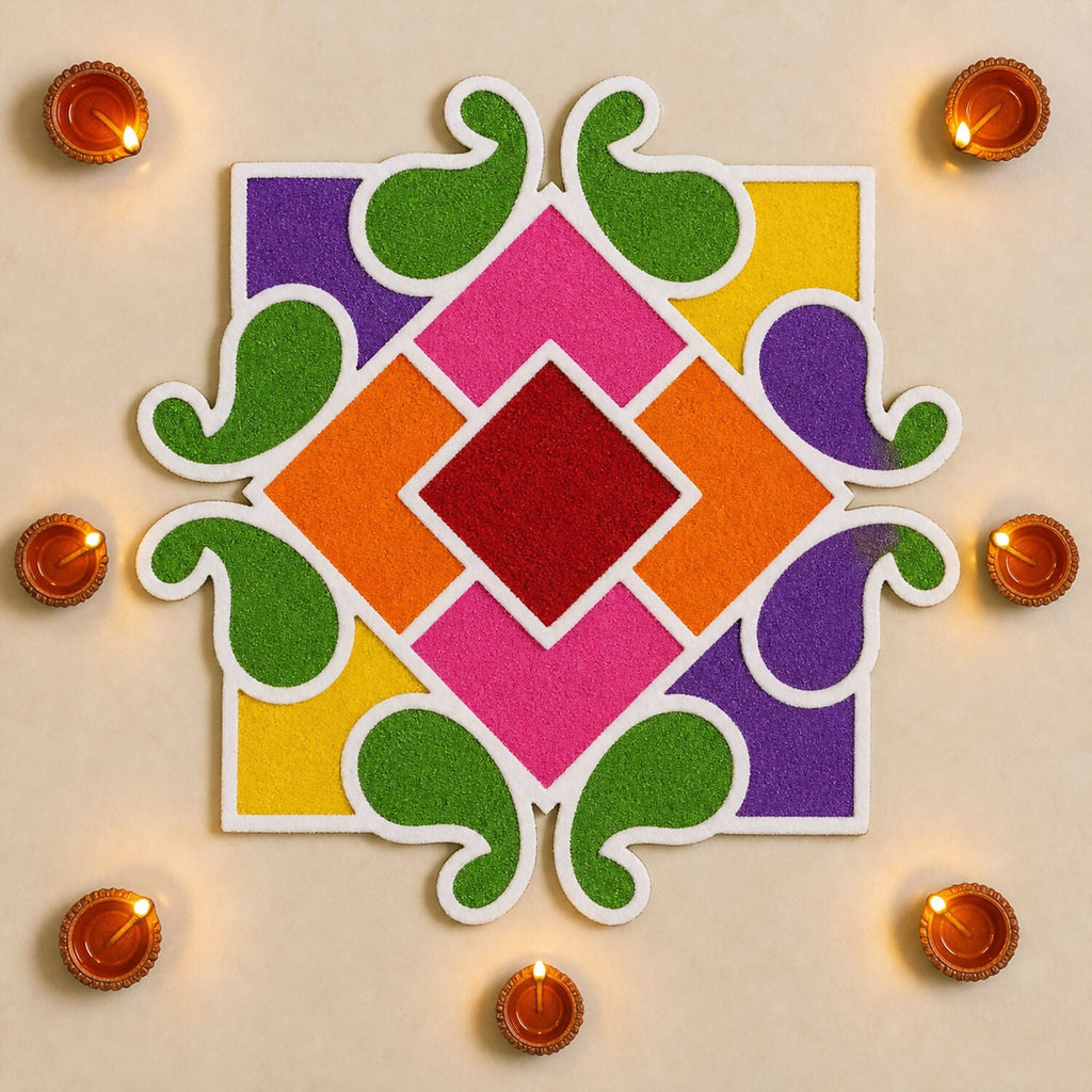Wooden Rangoli Stencil Set – 4 Floral & Traditional Designs