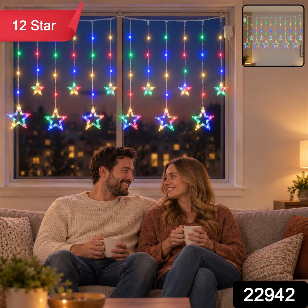 Multicolour Star LED Curtain Lights – Diwali & Party Decor