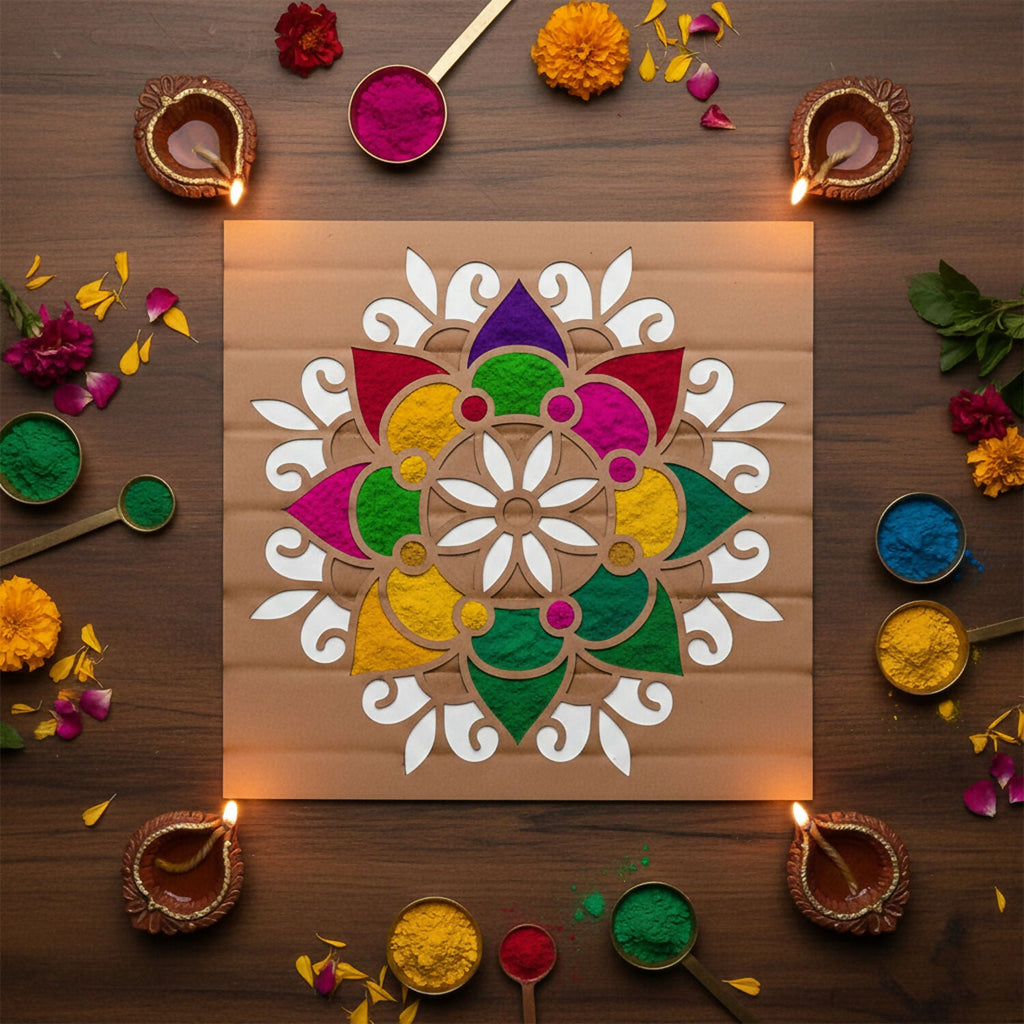 Mandala Flower Rangoli Stencil – Reusable MDF Design