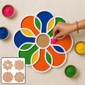 Wooden Rangoli Stencil Set – 4 Floral & Traditional Designs