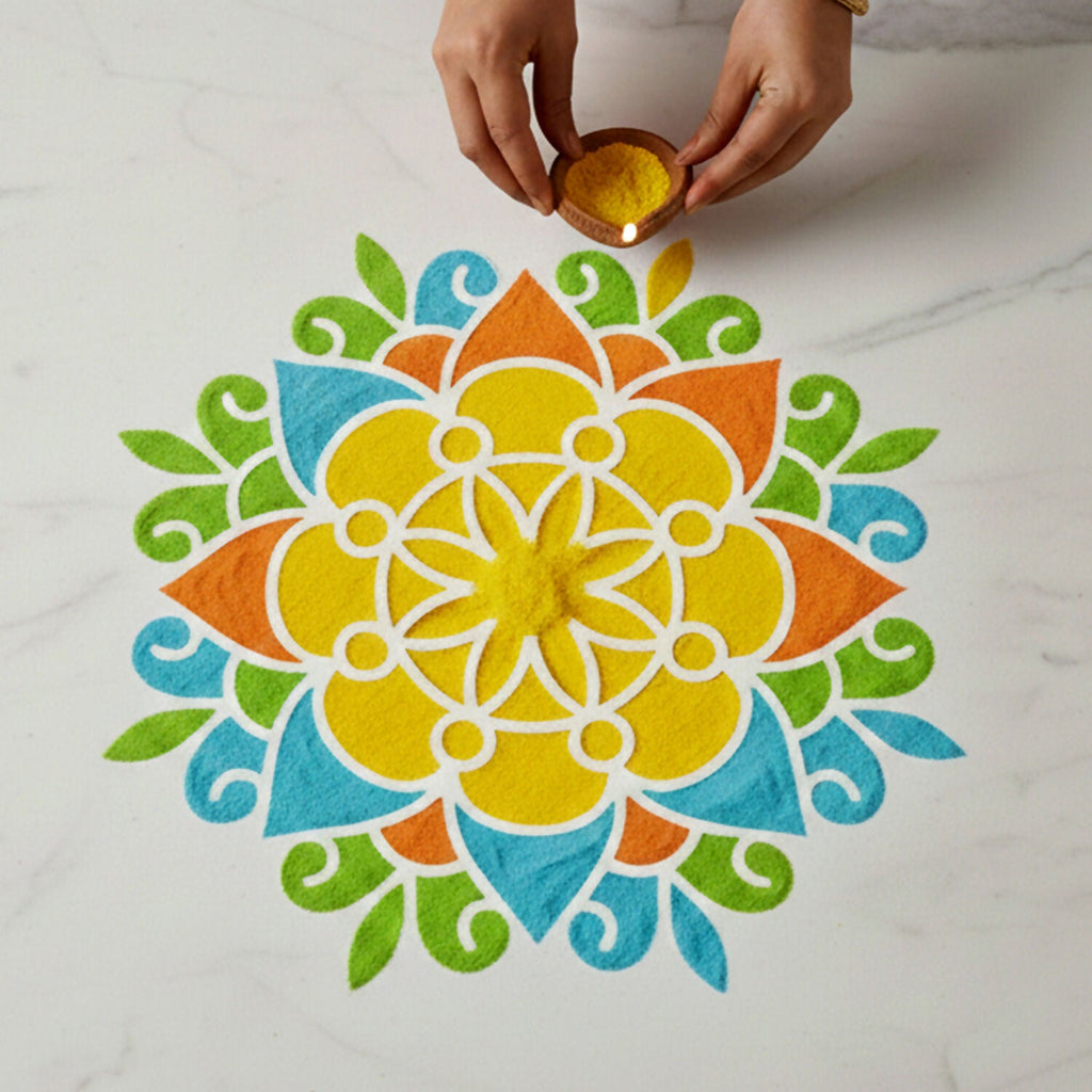 Mandala Flower Rangoli Stencil – Reusable MDF Design